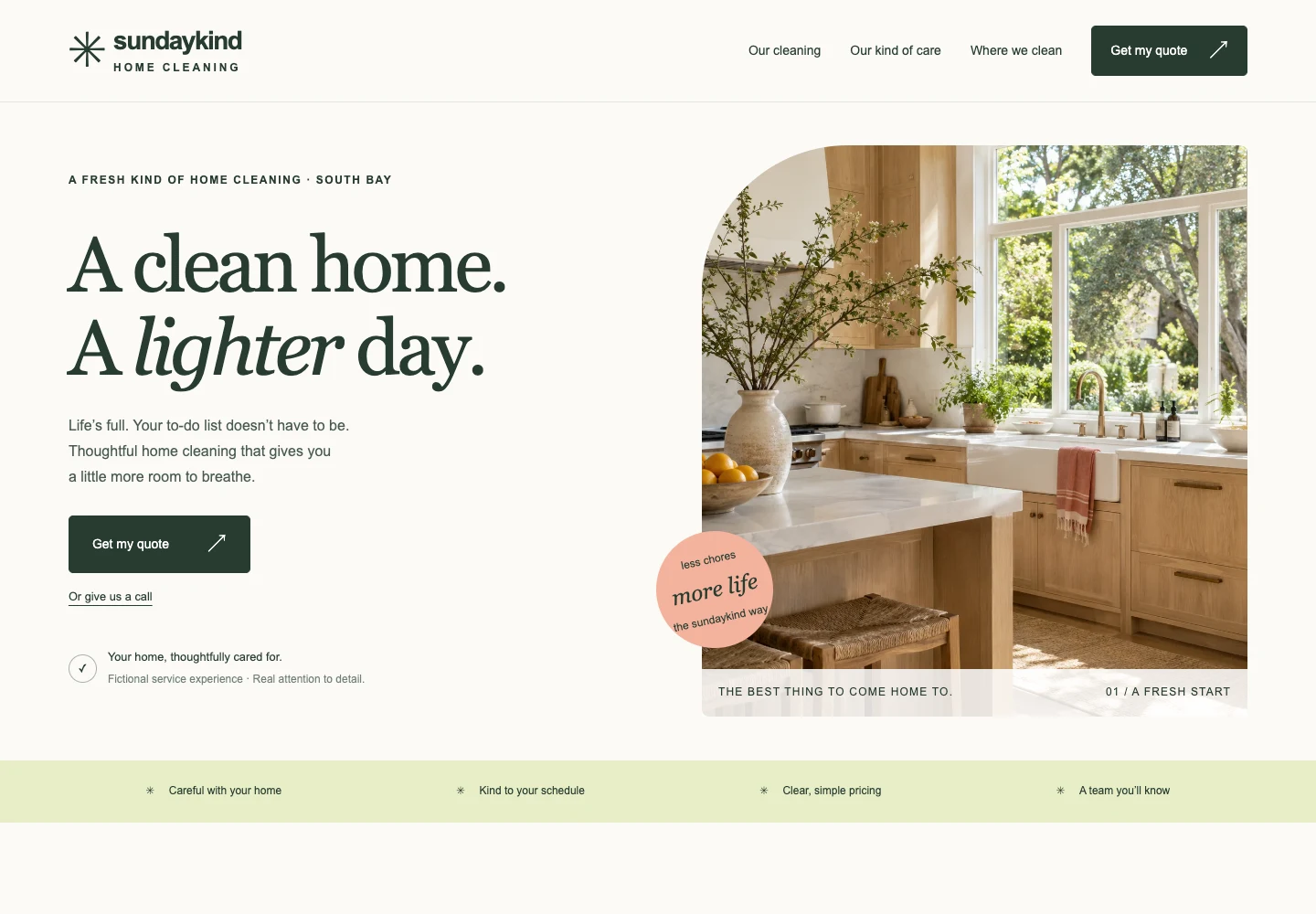 Sundaykind Home cleaning website preview
