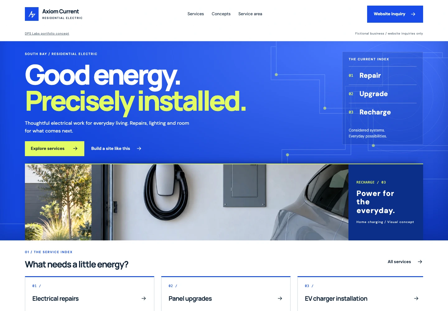 Axiom Current electrical website design preview