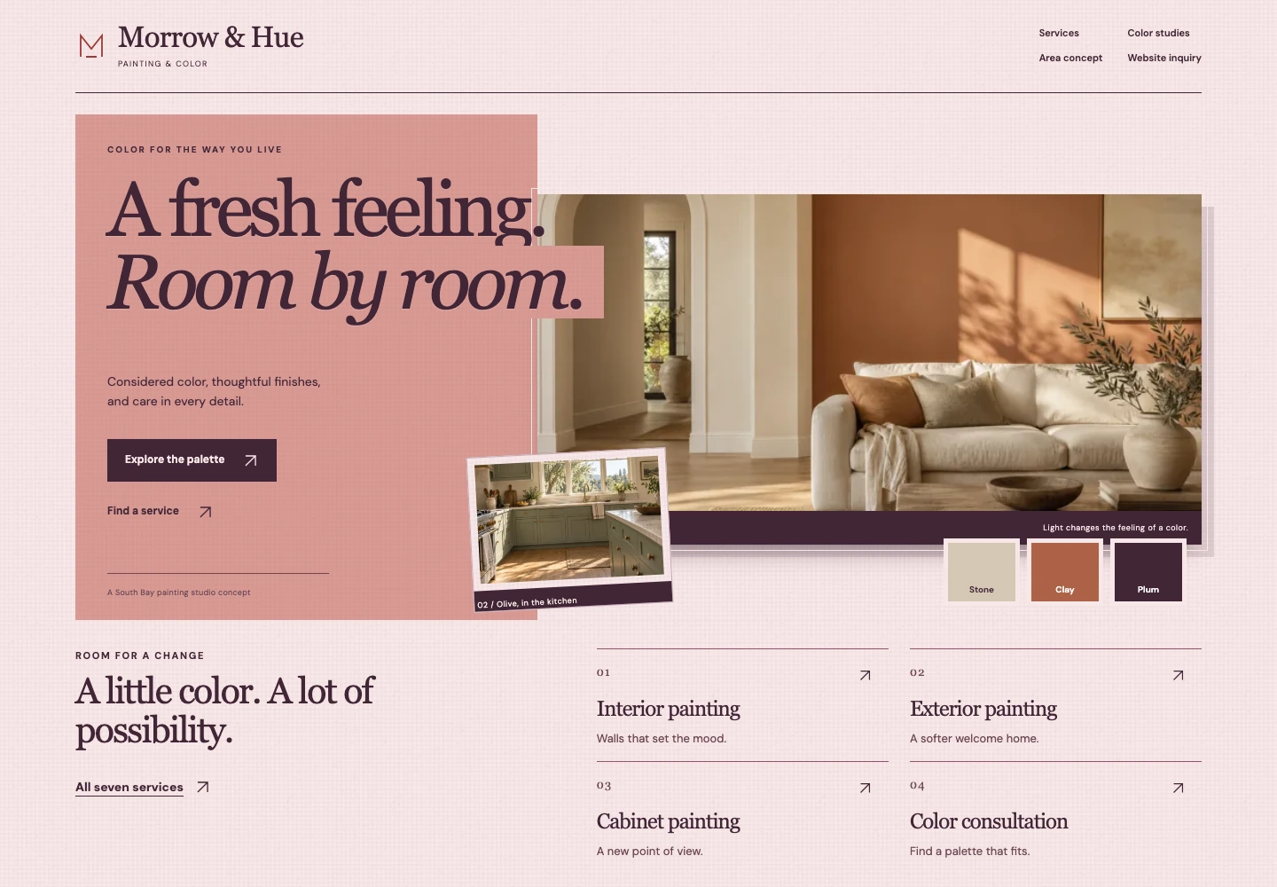 Morrow & Hue painting website design preview