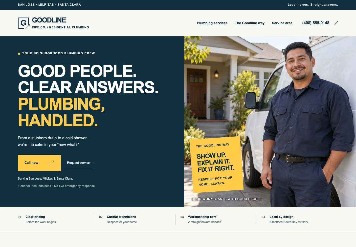 Goodline Pipe Co. plumbing website design preview